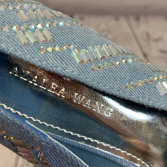 Azalea Wang Shoes Womens 7.5 Denim‎ Rhinestone Heels Giselle Sparkle Embellished - Picture 9 of 10